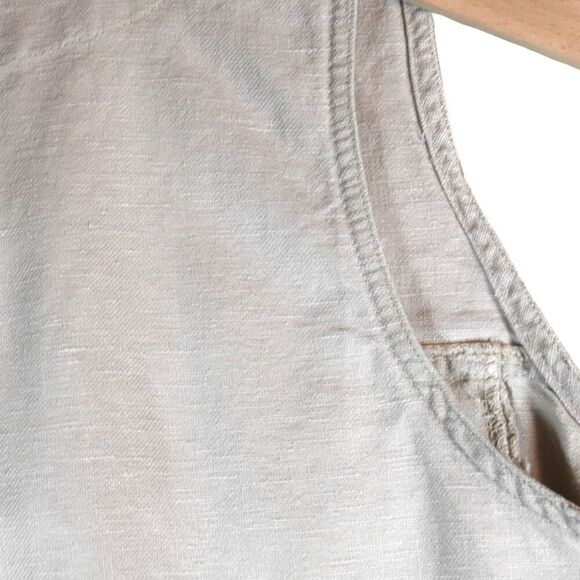 Vintage 90's Minimalist Linen Long Button Front Dress Natural Beige Sz 9 / 10 - Picture 9 of 9
